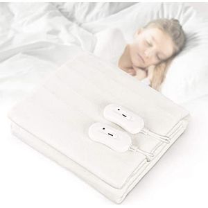 Todeco - Verwarmde matrastopper voor bed, elektrische deken voor tweepersoonsbed met 3 temperatuurniveaus, oververhittingsbeveiliging, 160 x 140 cm