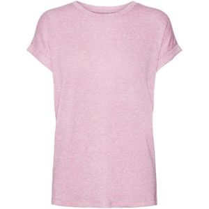 VERO MODA Dames Vmbrianna Ss O-hals Pullover Boo Rep, Fuchsia Roze/Detail: w. Birch Melange, XS