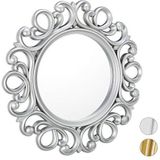 Relaxdays spiegel rond - sierspiegel gang - wandspiegel - design - 50 cm rond - zilver