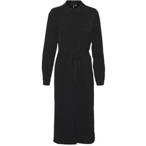 VERO MODA - Vmalva L/S Calf Shirt Dress - Jurk - Zwart