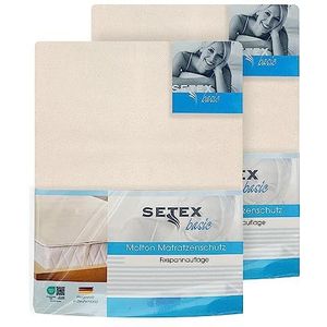 SETEX Molton matrasbeschermer, dubbelverpakking, 100 x 200 cm, hoekrubbers, 100% katoen, basic, natuurlijke kleuren 160710020001001 (SE1)