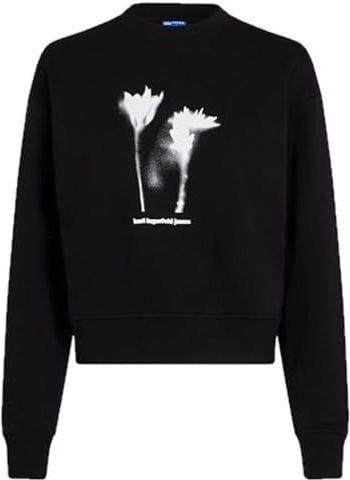 Karl Lagerfeld Jeans, Dames, Flower Logo Sweat, Regular Fit, Zwart, XS