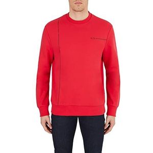 Armani Exchange Heren Organic Cotton Linear Graphic Crewneck Sweatshirt Pullover Sweater, Lipstick Red, Small, lippenstift rood, S