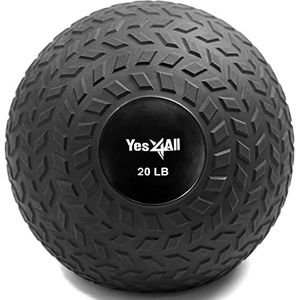 Yes4All 1YHQ Slam Ball van 9 kg voor kracht- en crossfit-training - Slam Medicine Ball (9 kg, zwart)