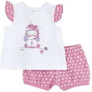 Chicco Set van katoen: T-shirt en shorts trainingspak voor meisjes 0-24, Lichtroze, 9 Maanden