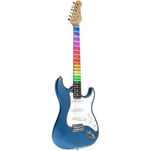 EKO Gitaar – S-300 Metal Blue Visual Note, elektrische gitaar ""Visual Note"", populierenlichaam, esdoorngreep, hars-toetsenbord, Visual Note-folie, verbonden met de app, kleur blauw