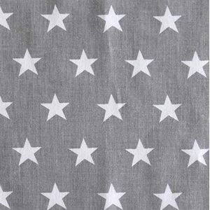 MAMANDU Katoenen stof per meter naaien patchwork stof resten naaistoffen katoen Öko-Tex, (Grey/White Stars), 50x160 cm