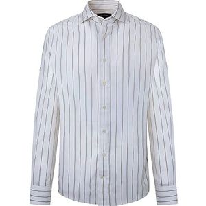 Hackett London Heren Wide Pin Stripe Shirt, Wit/Tan, XS