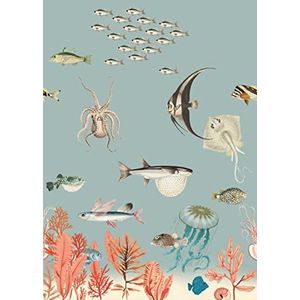 Rasch Behang 557497 - Lichtblauw Fotobehang op vlies met kleurrijke vissen en onderwaterwereld - Onszelf Stories - 280cm x 200cm (LxB)