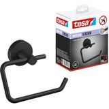 tesa® MOON BLACK Toiletrolhouder, mat zwart - Wc-rolhouder Zonder Deksel voor Badkamers in Industriële en Moderne Stijl - Zonder Boren, Zelfklevend - 99 mm x 140 mm x 53 mm