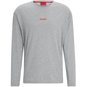 HUGO Linked LS-shirt voor heren, relaxed fit, pyjama-top van stretchkatoen met logo, Medium Grey35, L