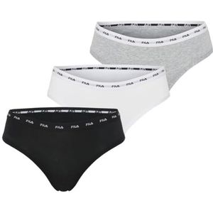 Damesslips, katoen, damesondergoed, hypoallergeen en zacht (3 stuks), Zwart/Grijs/Wit, XS