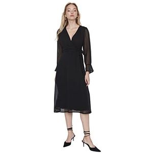 Trendyol Geweven jurk met A-lijn, V-hals, voor dames, zwart, 40