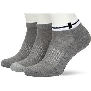 Nur Die Set van 3 sportsneakers van ademend katoen, korte sportsokken met gevoerde zool voor dames, grijs., 35-38 EU