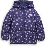 Tom Tailor - Gewatteerde Jas - Dark Blue Multi Color Flower - Met Capuchon - All-over Print