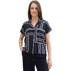 TOM TAILOR Damesblouse, 35284 - Navy Geometrisch ontwerp, 32