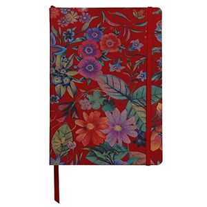 Clairefontaine - Ref 400125C - Céleste' Leather Hardcover Notebook (144 pagina's) - A5 (148 x 210 mm) groot, gevoerde linialen, echt leer, elastische sluiting - rode tuin