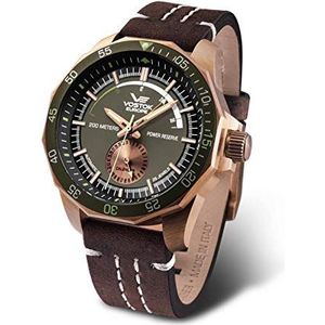 Vostok Europe 225O565 Analoog automatisch horloge met leren armband, bruin, Riemen.