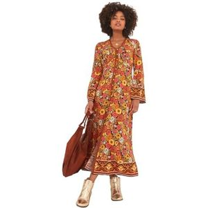 Joe Browns Retro hippie bloemen uitlopende mouw maxi-jurk voor dames, meerkleurig, 18, Meerkleurig, 44