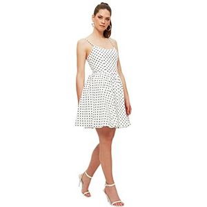 Trendyol Dames White Polka dot Casual Jurk, 40