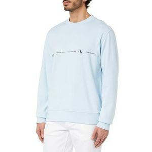 Calvin Klein Jeans Heren Logo Repeat Crew Neck Sweatshirts, Keepsake Blauw, XL grote maten