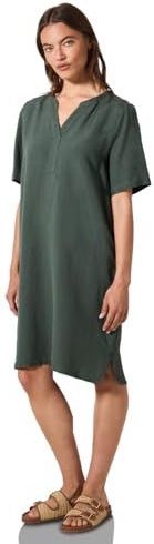 Cecil - Knielange Jurk - Lichtgroen - Linnenmengsel - Korte Mouwen