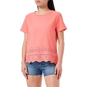 TOM TAILOR Dames T-shirt met borduurwerk 1019225, 26200 - Strong Peach Tone, S