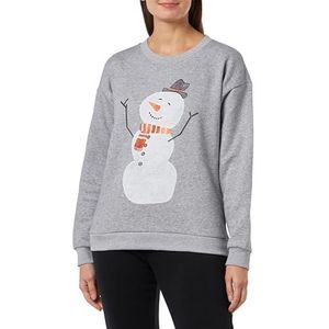 Viholy Christmas L/S Sweat TOP, Medium Grey Melange/Print: glitter Snowman, L