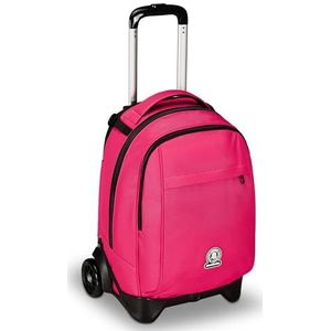 Invicta Schooltrolley New Tech Solid, roze, 3-in-1, rugzak met afneembare wagen, meerdere zakken, maxi capienrte, school, reizen en vrije tijd, jongens, Roze, Eén maat, school