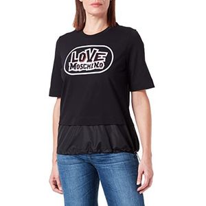 Love Moschino Dames Regular Fit Lange Mouwen Skate Print Nylon Insert aan de onderkant van het kledingstuk Gesloten door Trekkoord T-Shirt, Zwart, 44