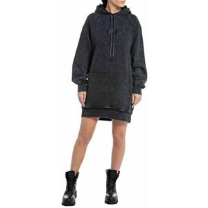 Replay Oversized sweatshirt voor dames, jurk met capuchon, 099, blackboard, XL