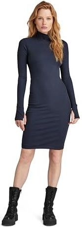 G-STAR Dames Slim Rib Mock Ls Wmn Jurken, blauw (Salute D23500-d493-c742), M