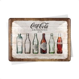 Nostalgic-Art Retro blikken ansichtkaart, Coca-Cola Timeline – cadeau-idee voor coke-fans, blikken postkaart, mini-bord in vintage design, 10 x 14 cm