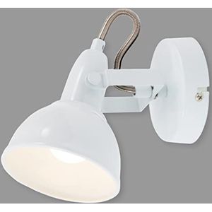 Briloner Verlichting - wandlamp, wandspot met draai- en zwenkbare spot in retro/vintage design, fitting: E14 max. 40 Watt, metaal, afmetingen: 15,6 x 10 cm, kleur: wit, 15,6 x 10 x 15,6 cm