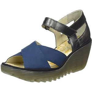 Fly London Dames YENT365FLY Sandaal, Blauw/Grafiet, 5 UK, Blauw Grafiet, 38 EU