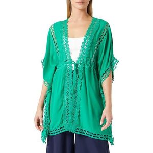 aleva dames kimono met gaatjes, groen, M