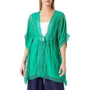 aleva dames kimono met gaatjes, groen, S