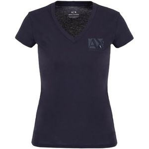 Armani Exchange Dames Essential V-hals Cotton Jersey Logo T-Shirt, Blueberry Jelly, L, Blueberry Jelly, L