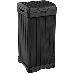 Keter Baltimore 38 gallon prullenbak met deksel en druppelbak voor eenvoudige reiniging - Perfect voor terrassen, keukens en outdoor entertainment, 38 gallons, zwart