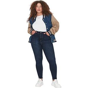 Trendyol Plus Size Jeans - Zwart - Skinny, Donkerblauw, 70 grote maten