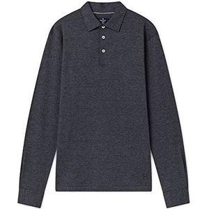 Hackett London Cotton Linen LS Poloshirt voor heren, grijs (Charcoal 987), XL