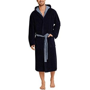 SCHIESSER - Heren Badjas - Donkerblauw - Velours - Met Capuchon