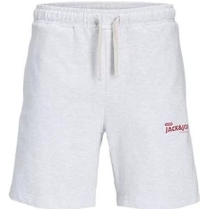 JACK & JONES Heren Jpstgordon Charge Print Sweat Shorts Mid, wit melange., XS