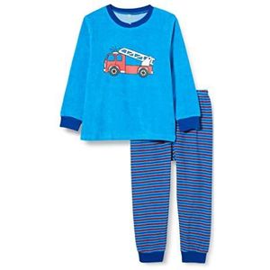 Playshoes Tweedelige badstof brandweer pyjama voor jongens, blauw (7)., 128 cm