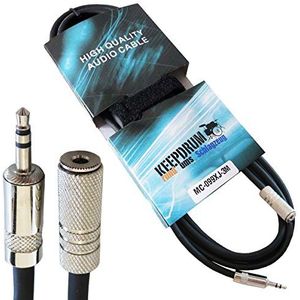 KEEPDRUM MC-099XJ 3 m verlengkabel 3,5 mm stereo mini-jack M/F hoofdtelefoonverlenging + klittenband kabelbinders