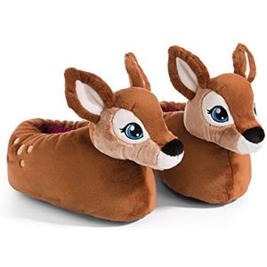 Pantoffels hertje Mala Magic maat 38-41 (L) bruin - Duurzame warme knuffelpantoffels voor jongens en meisjes - dierenschoenen met antislipzolen - pantoffels