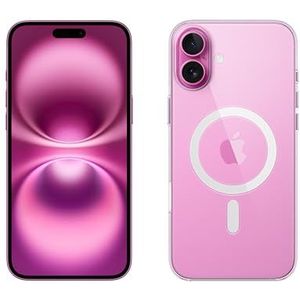 Apple iPhone 16 Plus (128 GB) - Roze + Doorzichtig hoesje met MagSafe
