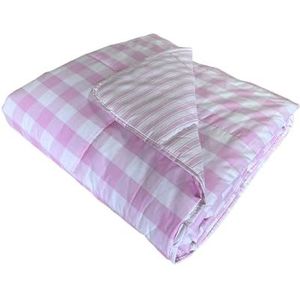 Catherine Lansfield Check and Stripe Dekbed, 240 x 220 cm, roze
