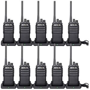 Retevis RT617 Walkie Talkie PMR446 Radio-Apparaat Licentievrij Lange Reikwijdte 1200mAh CTCSS/DCS VOX 2 Way Radio Oplaadbaar USB-Laadschaal (5 Paar, Zwart)