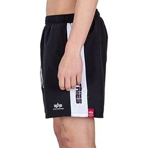 Alpha Industries Bedrukte Streep Stijlvolle Zwemshorts voor Mannen Black/White